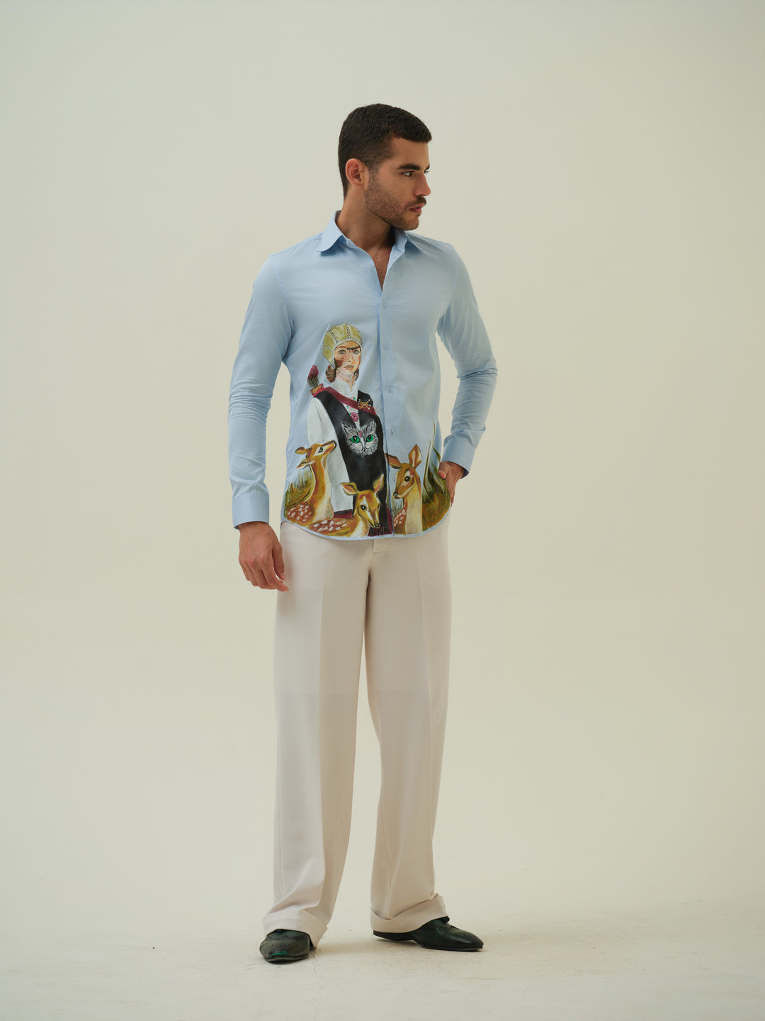 European Warrior - Blue Hand Painted Shirt