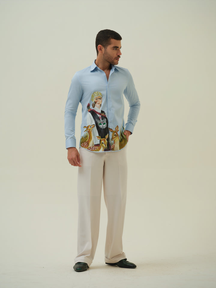 European Warrior - Blue Hand Painted Shirt