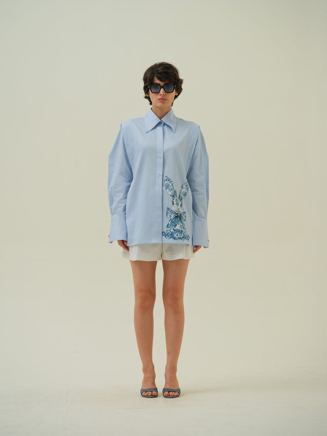 Whimsy - Blue Hand Painted Shirt