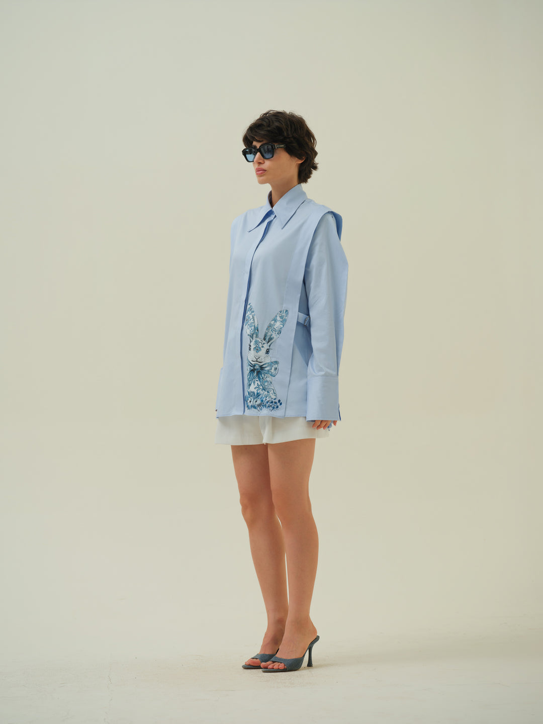 Whimsy - Blue Hand Painted Shirt
