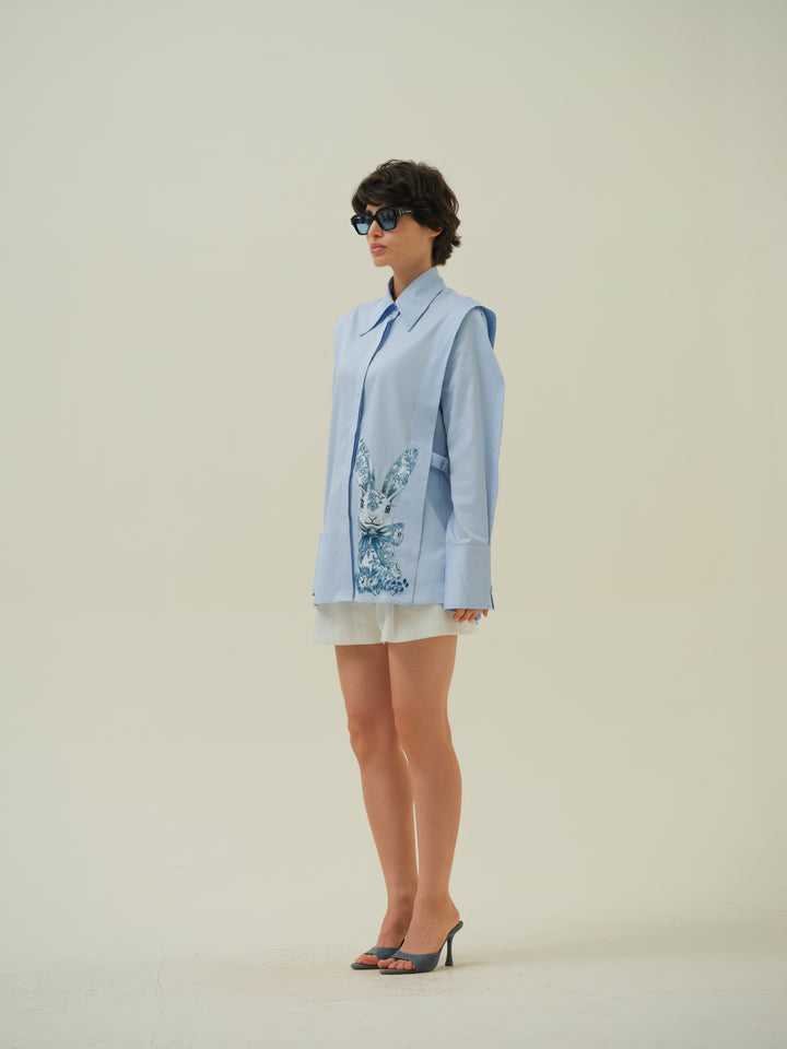 Whimsy - Blue Hand Painted Shirt