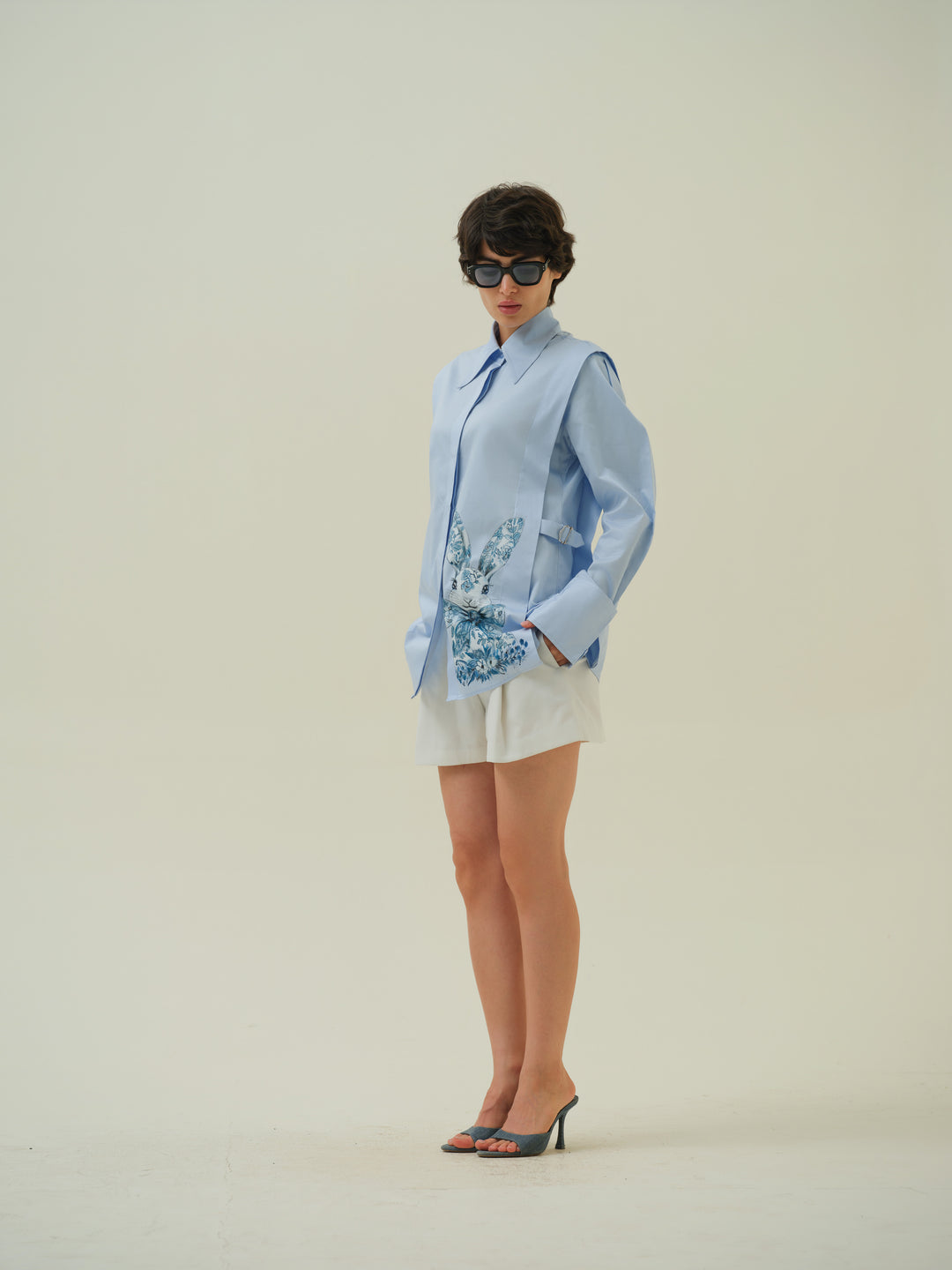 Whimsy - Blue Hand Painted Shirt
