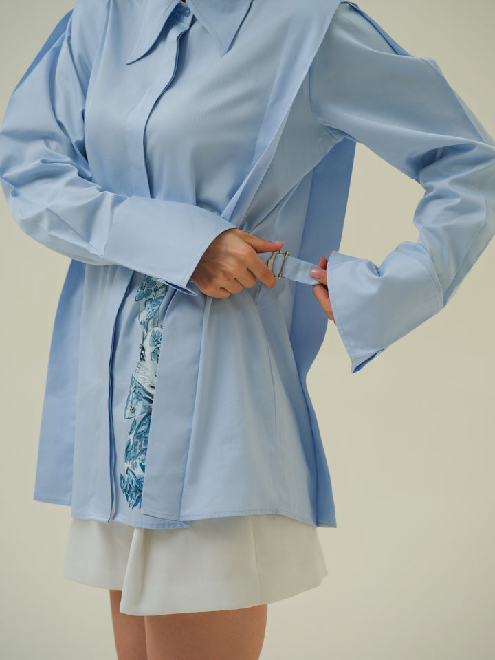 Whimsy - Blue Hand Painted Shirt