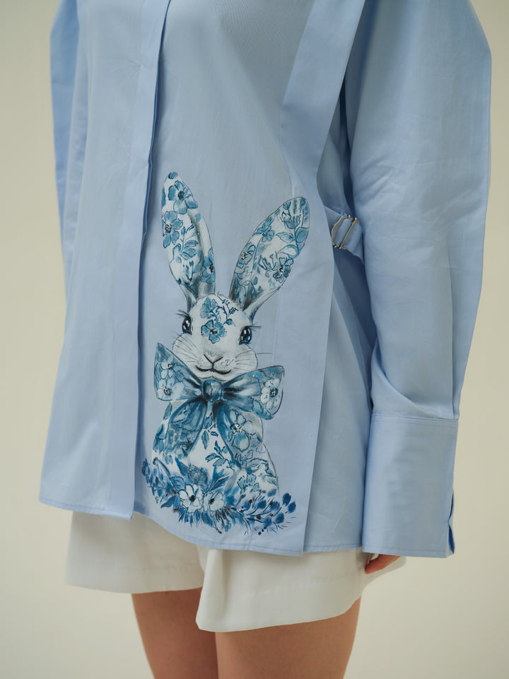 Whimsy - Blue Hand Painted Shirt