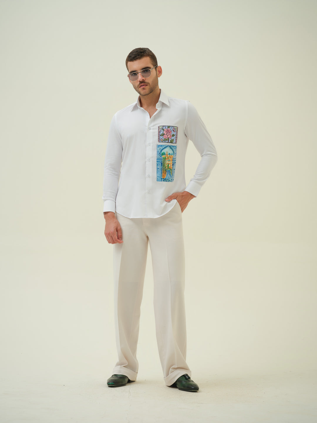 Rose & Landscape Patch Shirt