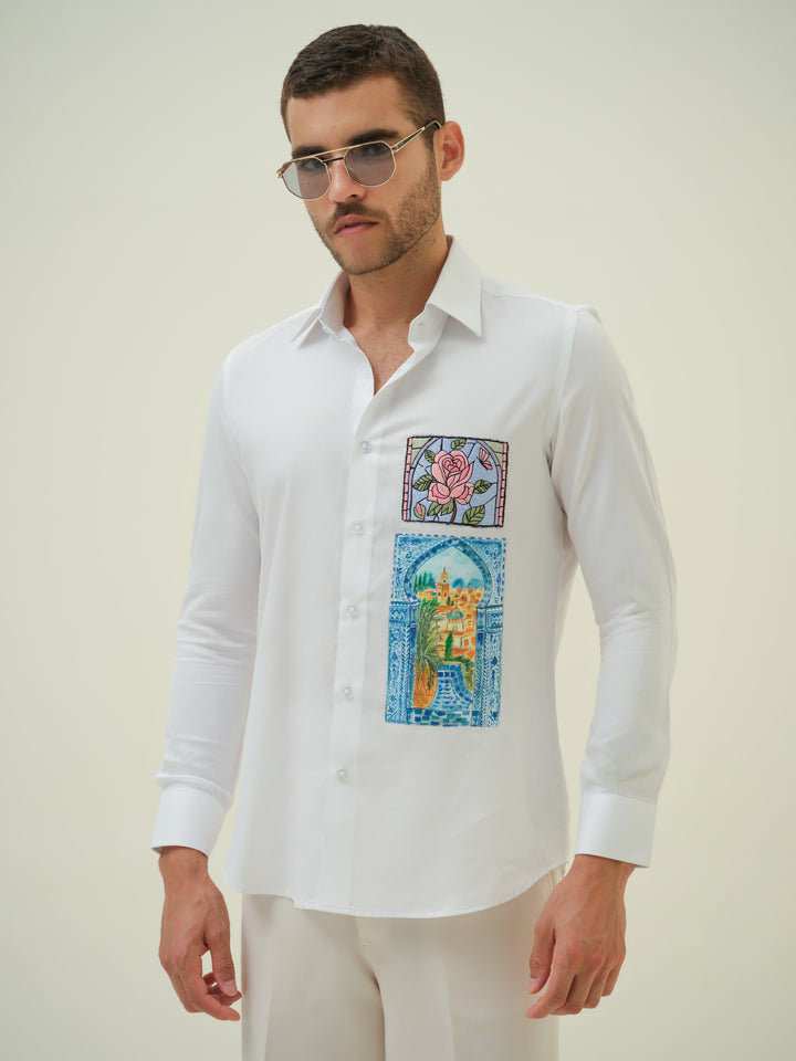 Rose & Landscape Patch Shirt