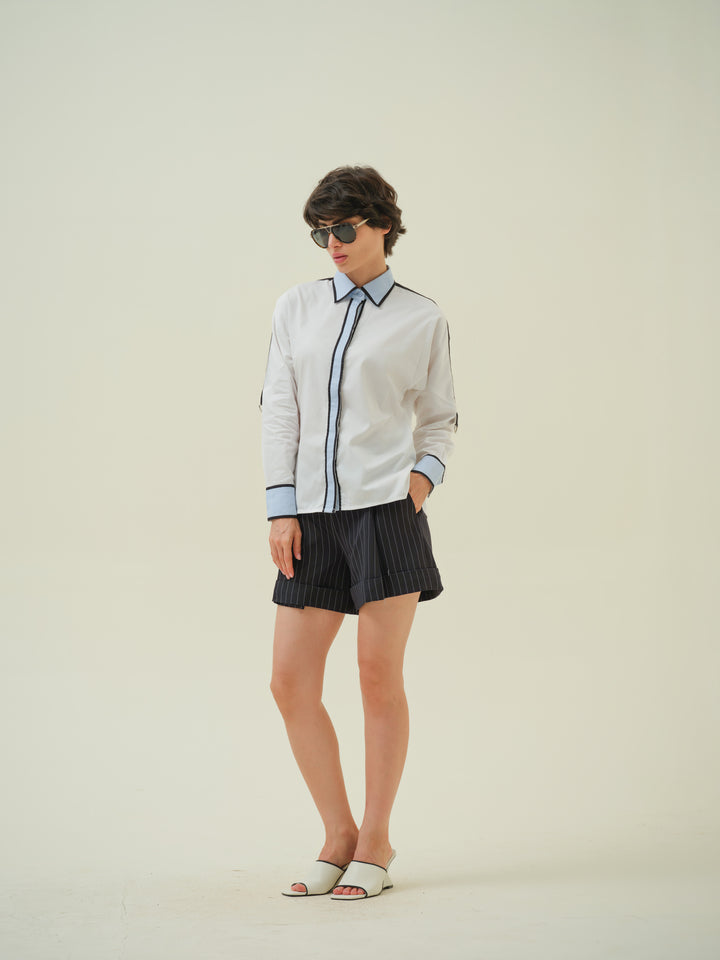 Orilla - White Blue Panel Shirt
