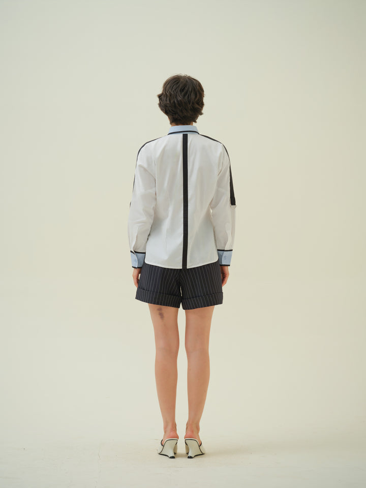 Orilla - White Blue Panel Shirt