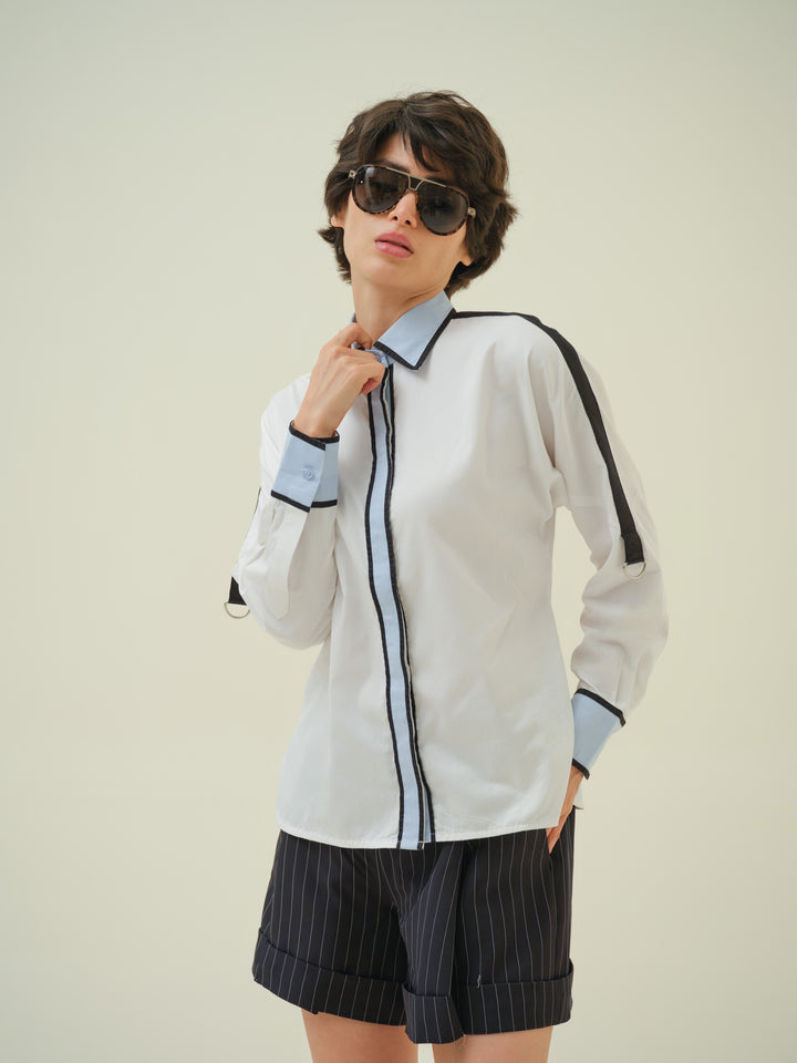 Orilla - White Blue Panel Shirt