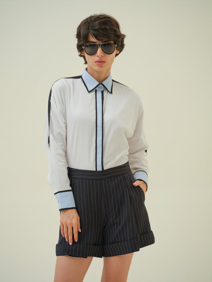 Orilla - White Blue Panel Shirt