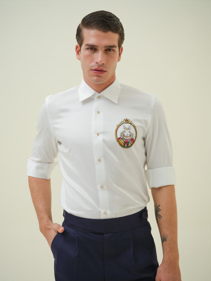 Bunny - White Hand Embroidered Shirt