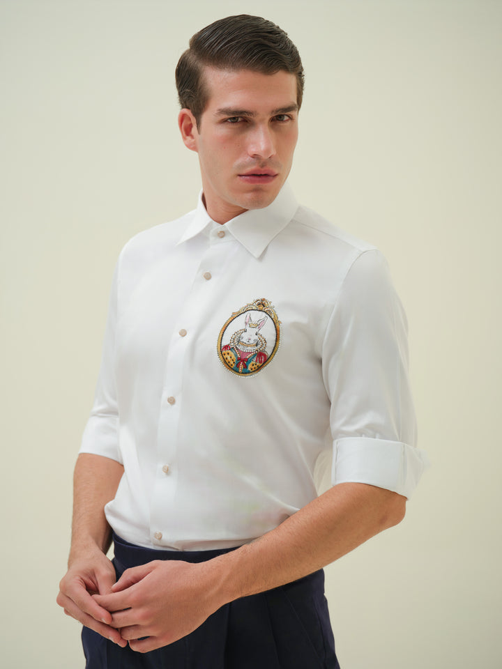 Bunny - White Hand Embroidered Shirt