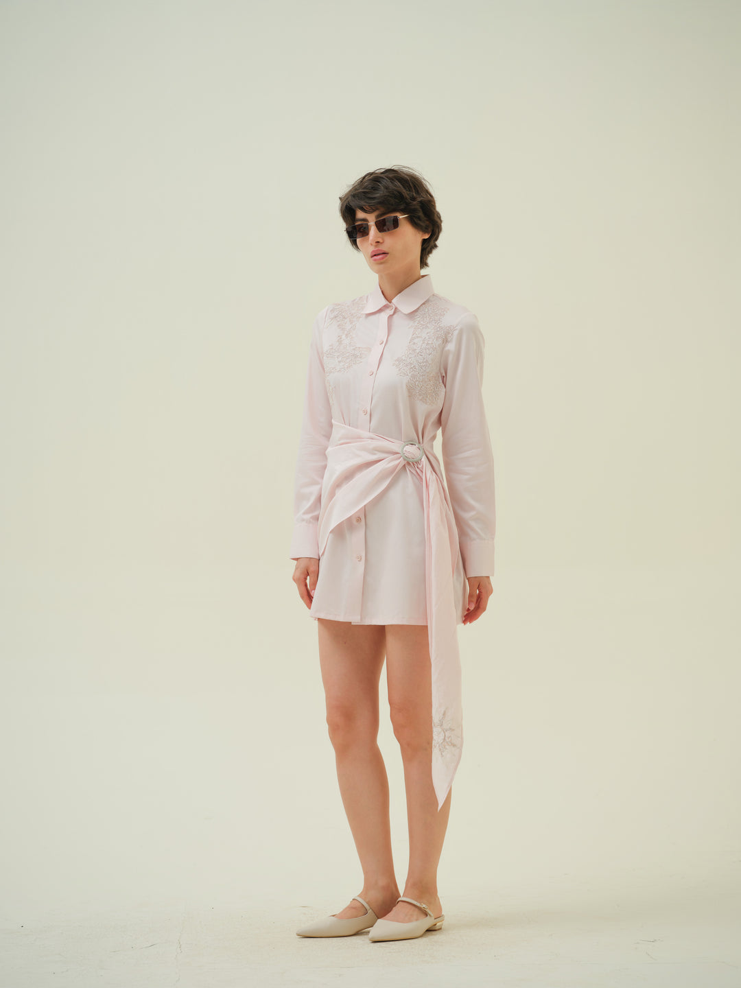 Lazo - Pink Abstract Threadwork Dress