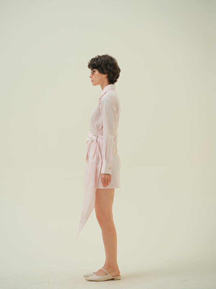 Lazo - Pink Abstract Threadwork Dress