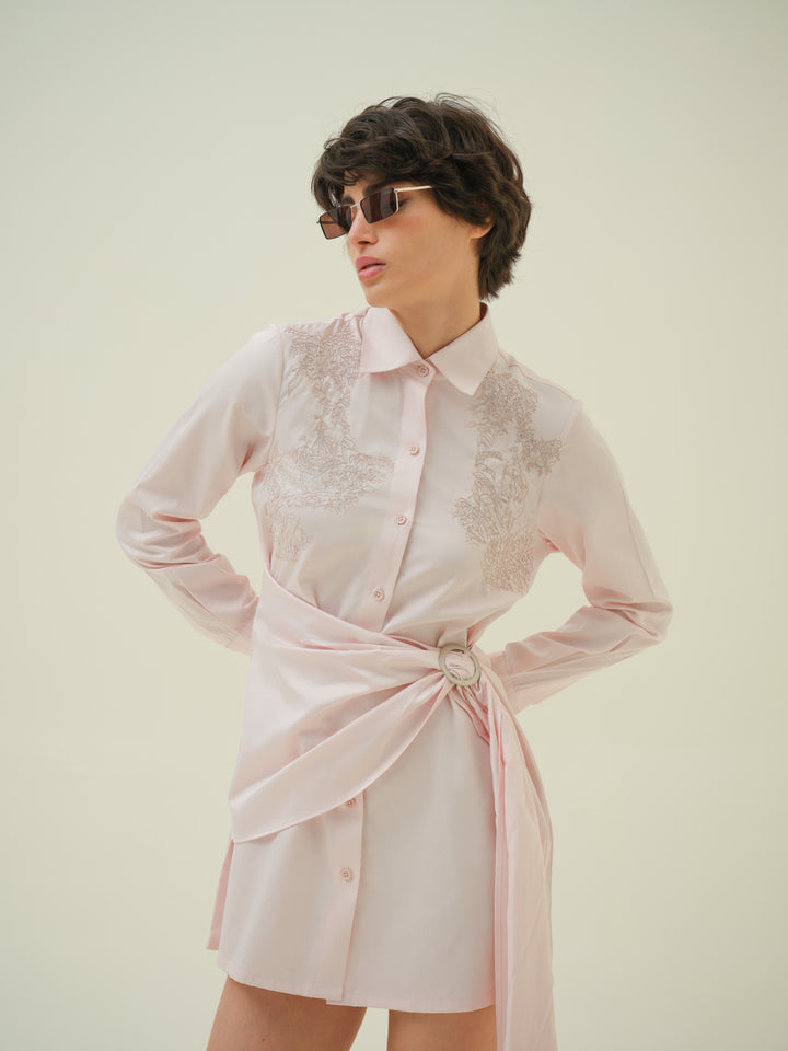 Lazo - Pink Abstract Threadwork Dress