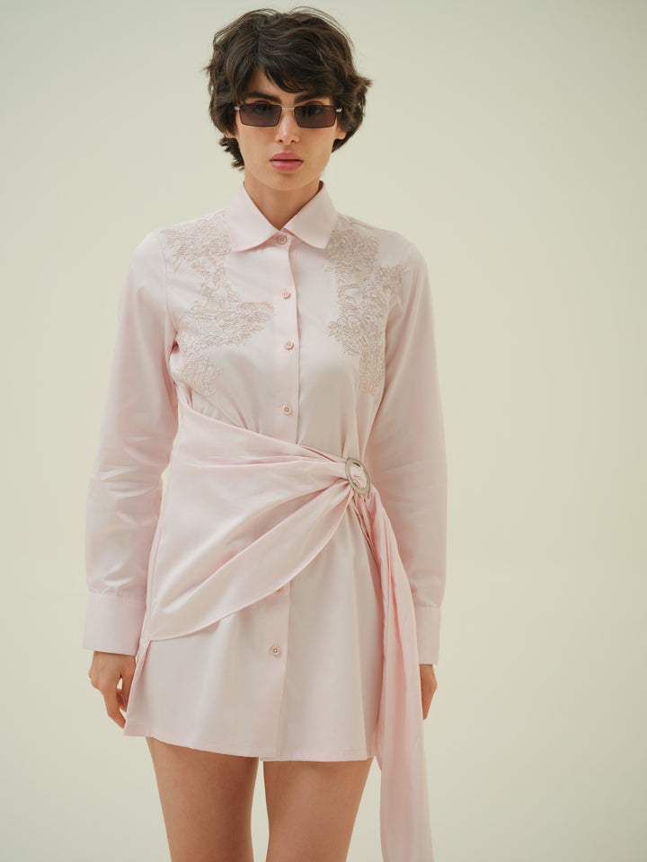 Lazo - Pink Abstract Threadwork Dress