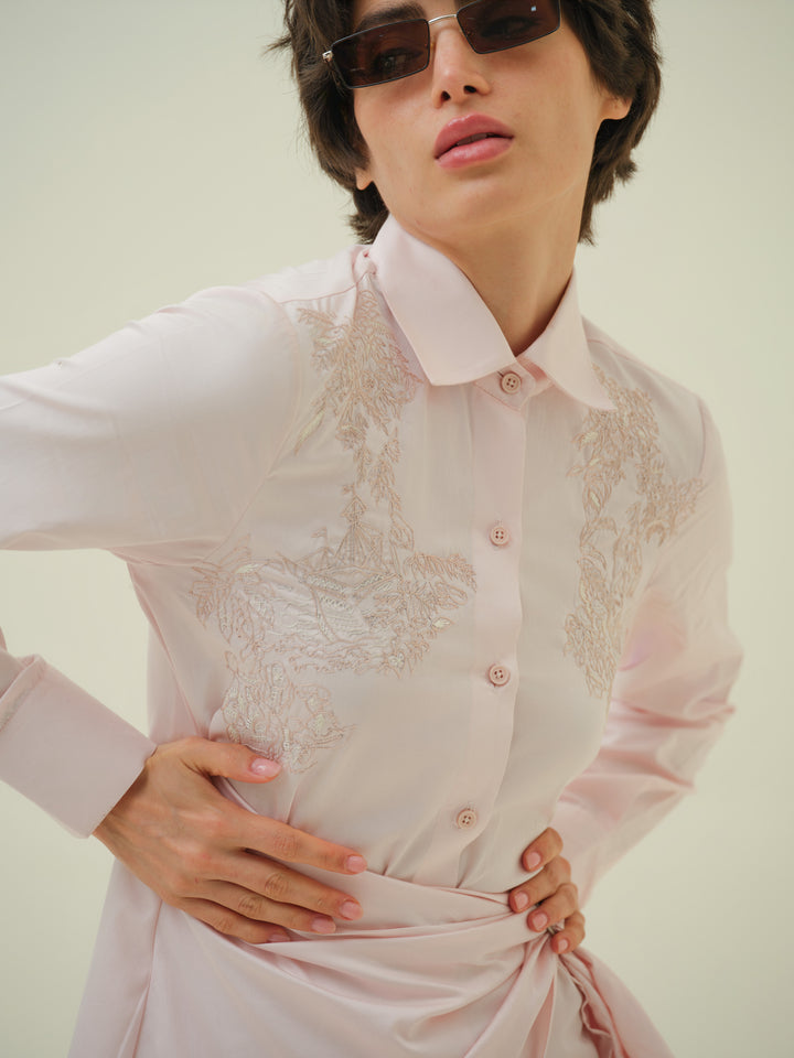 Lazo - Pink Abstract Threadwork Dress