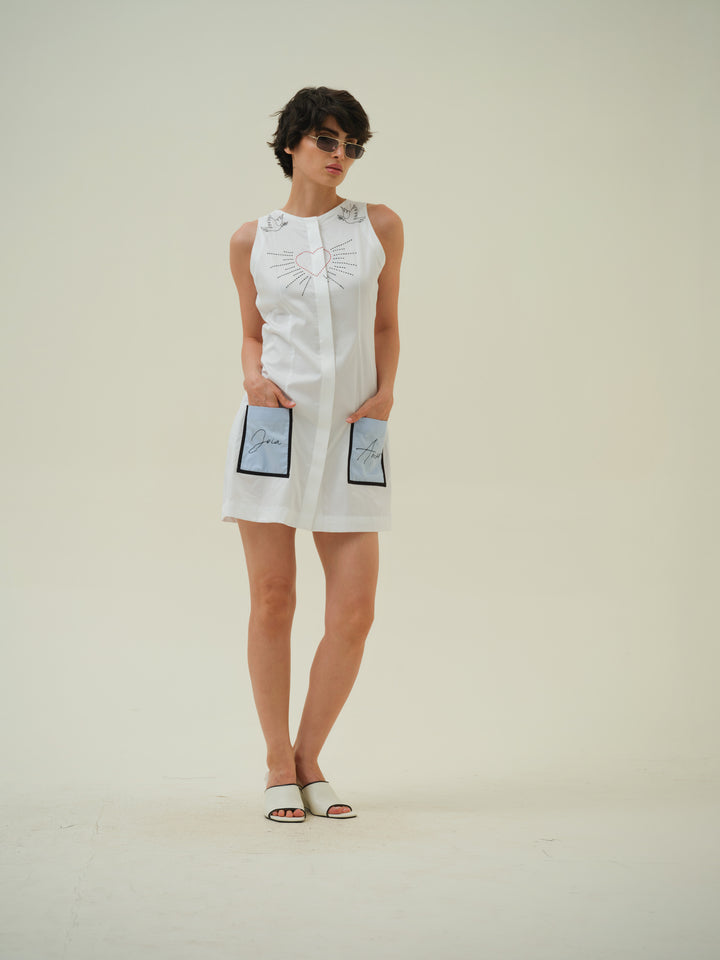 Joia - White Hand Embroidered Dress