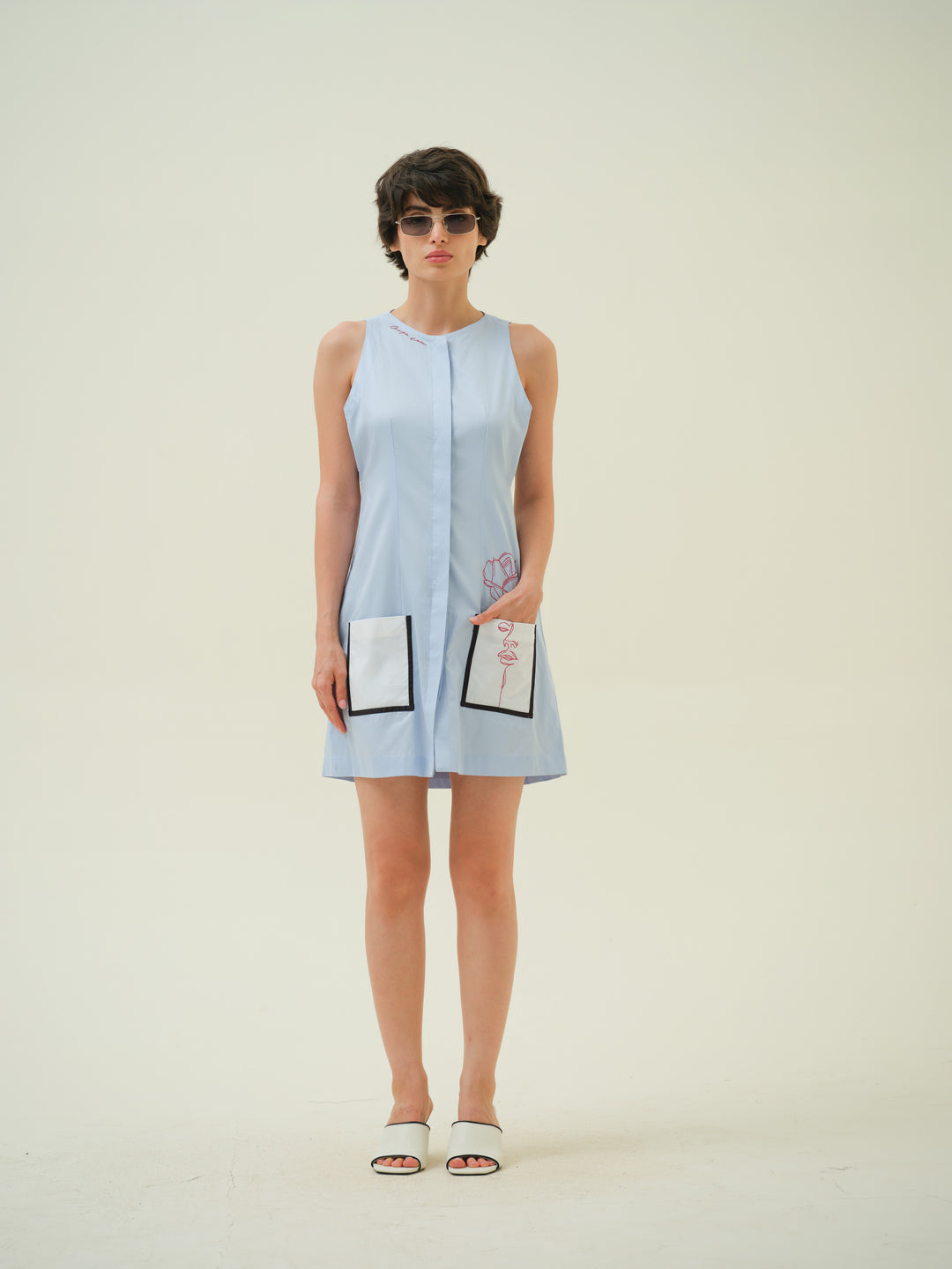 Verve - Blue Embroidered Dress