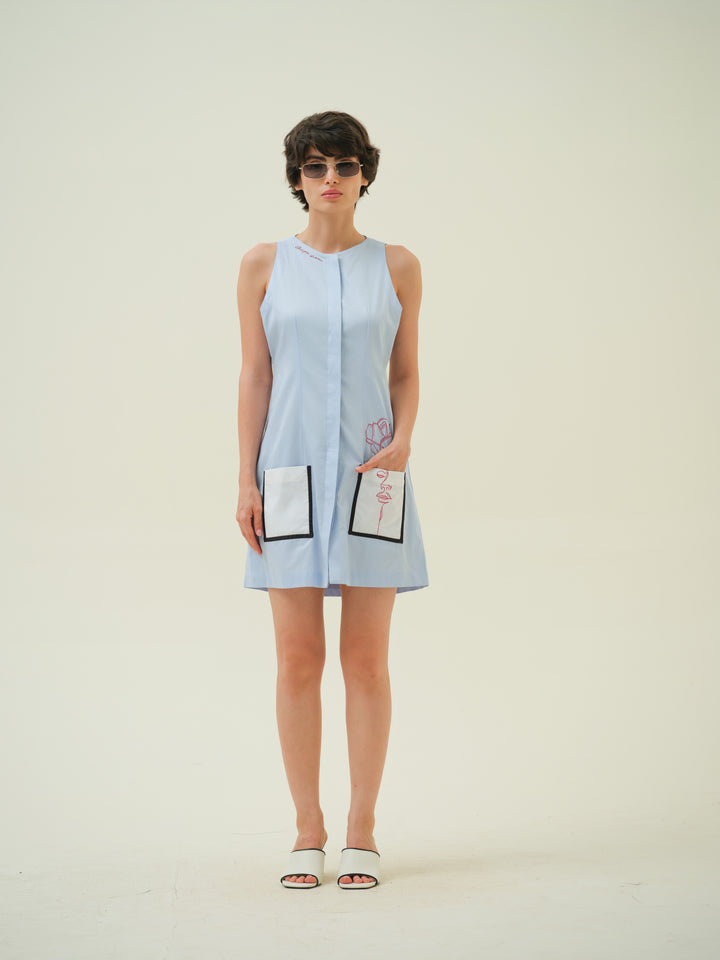 Verve - Blue Embroidered Dress