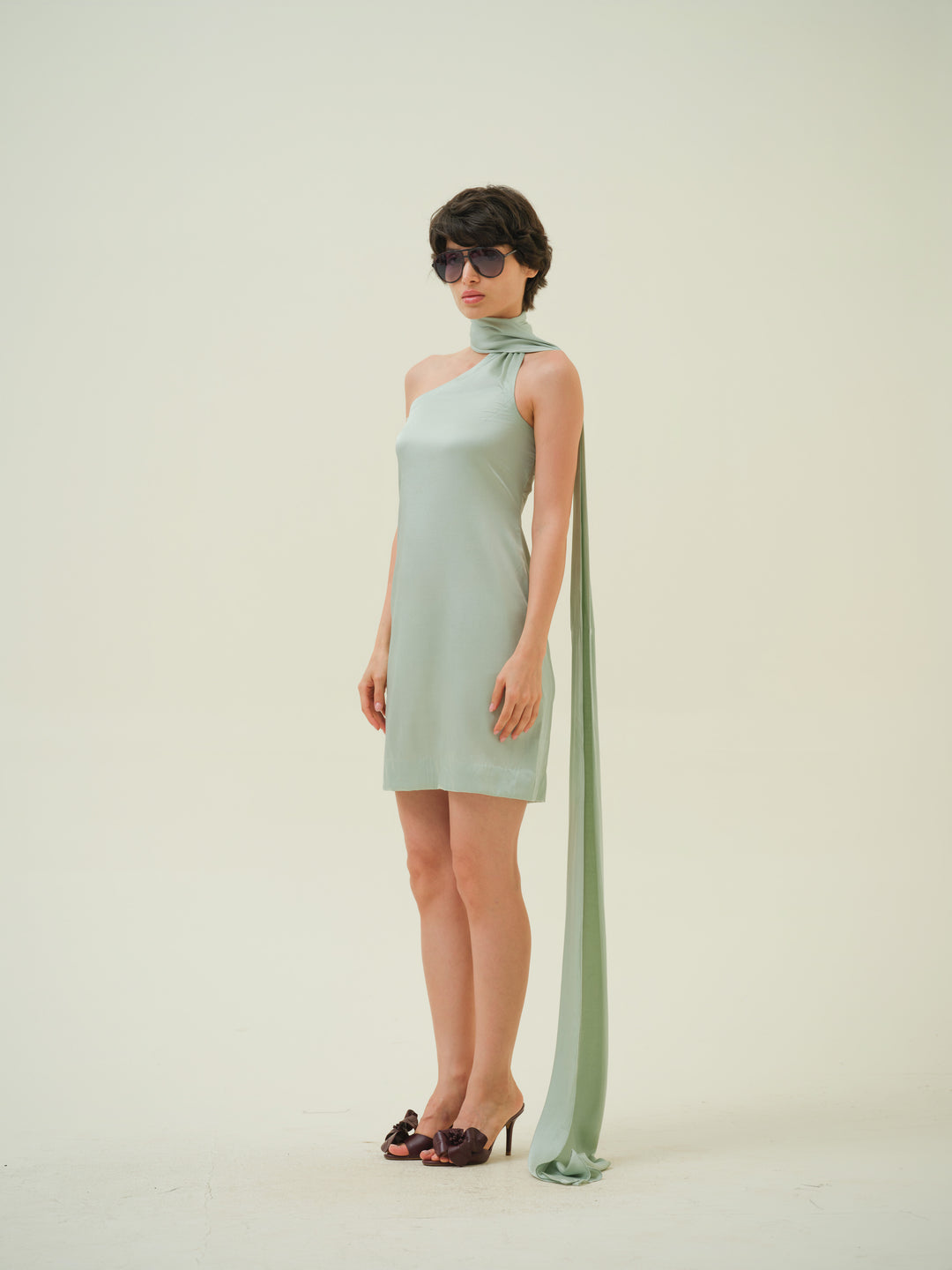 Menta - One-Shoulder Wrap Dress