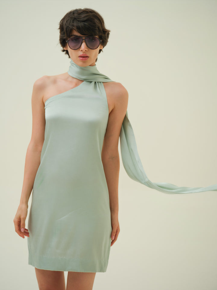 Menta - One-Shoulder Wrap Dress