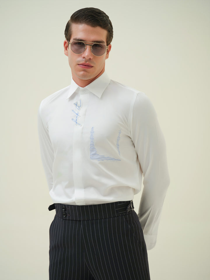 Fuck It - White Embroidered Shirt