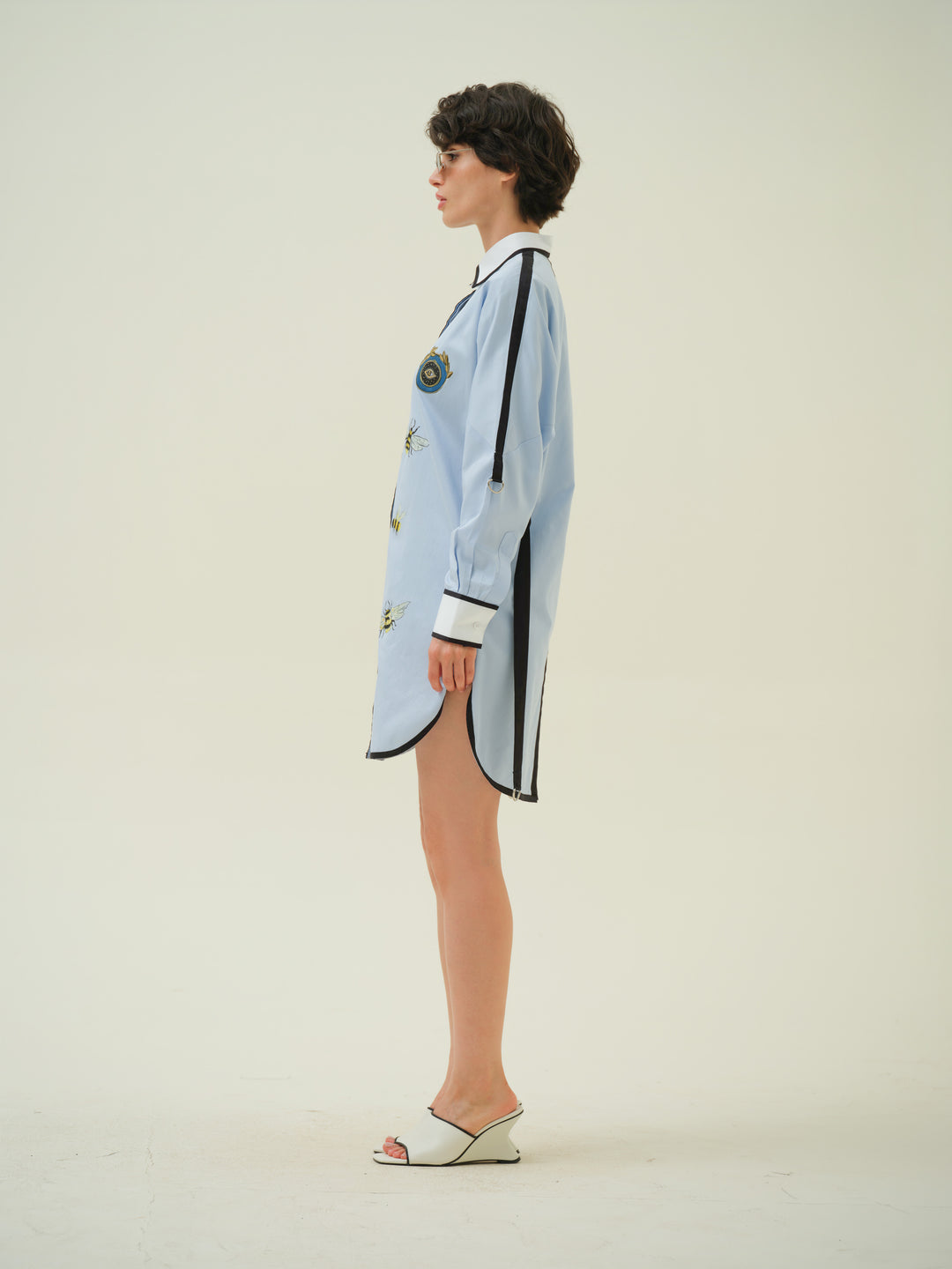 Hive - Blue Hand Painted Shirt Dress