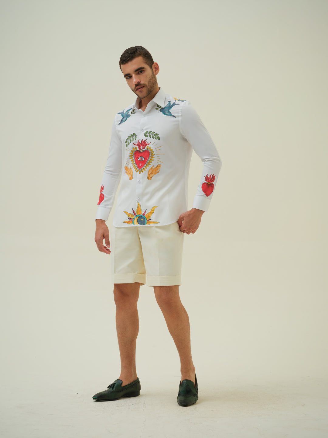 Heart - White Hand Painted Shirt