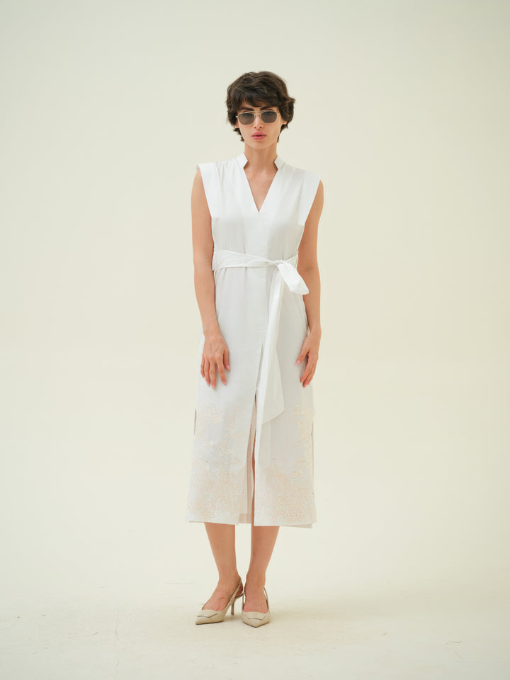 Pájaro - Peach Embroidered Tea Dress