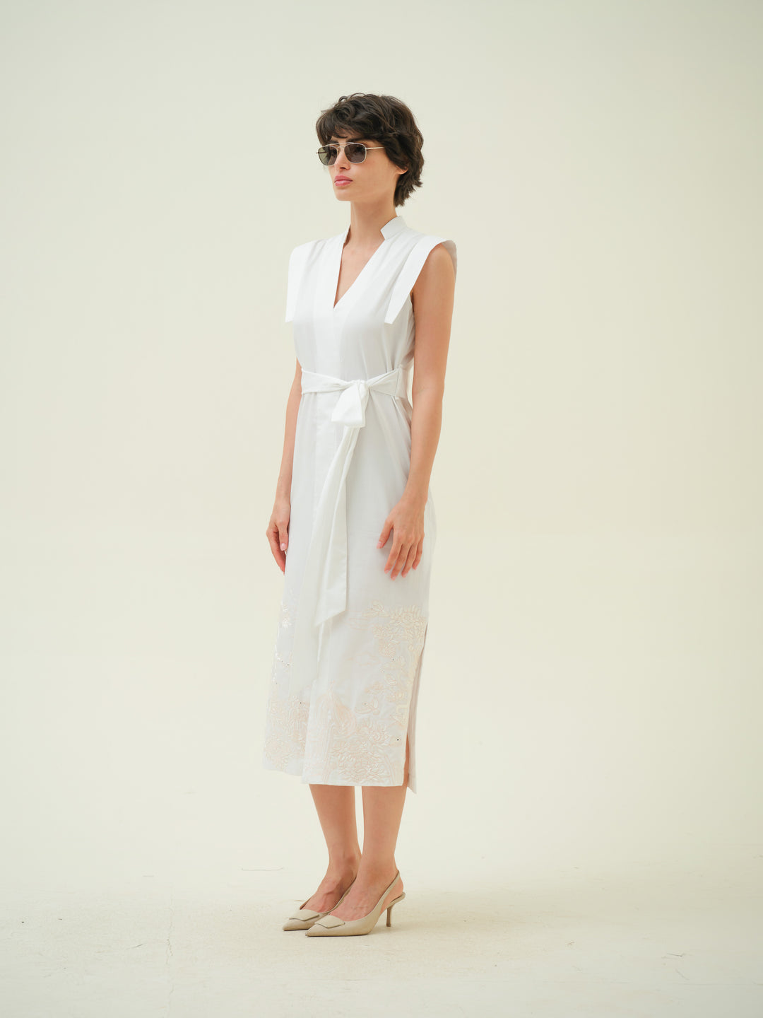 Pájaro - Peach Embroidered Tea Dress