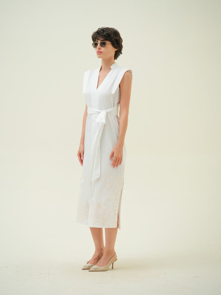 Pájaro - Peach Embroidered Tea Dress