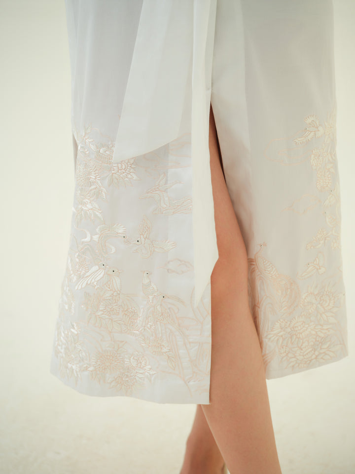 Pájaro - Peach Embroidered Tea Dress