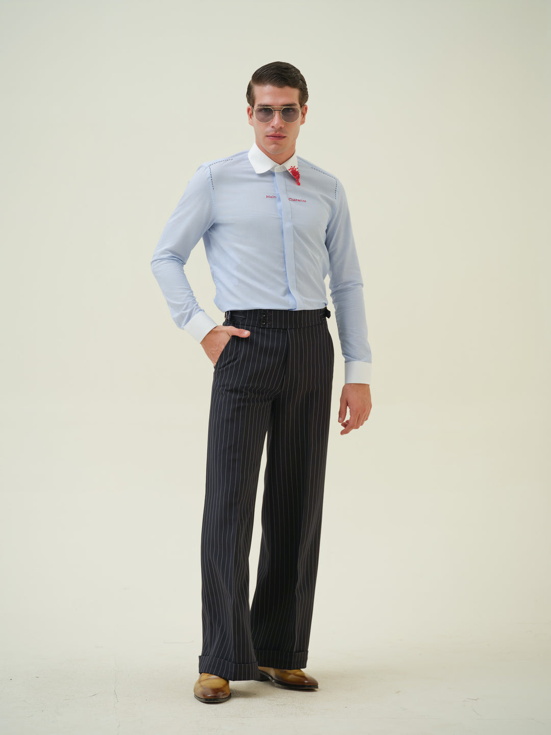 Main Character - Blue Embroidered Shirt