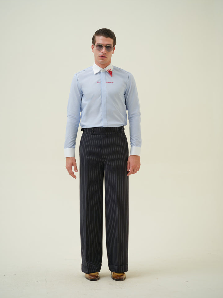 Main Character - Blue Embroidered Shirt