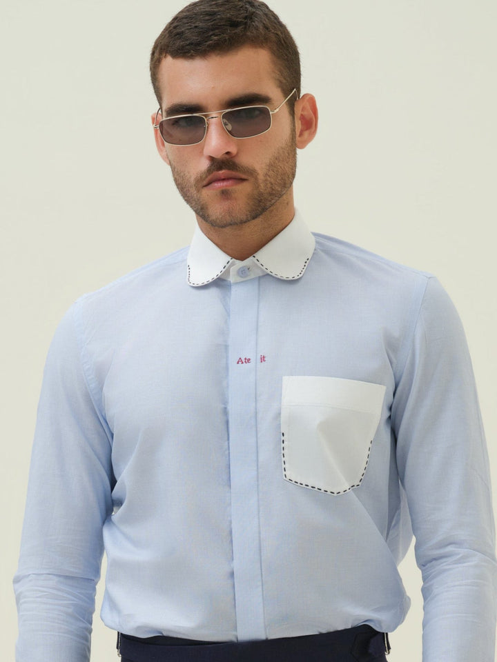 Ate It - Blue Embroidered Shirt