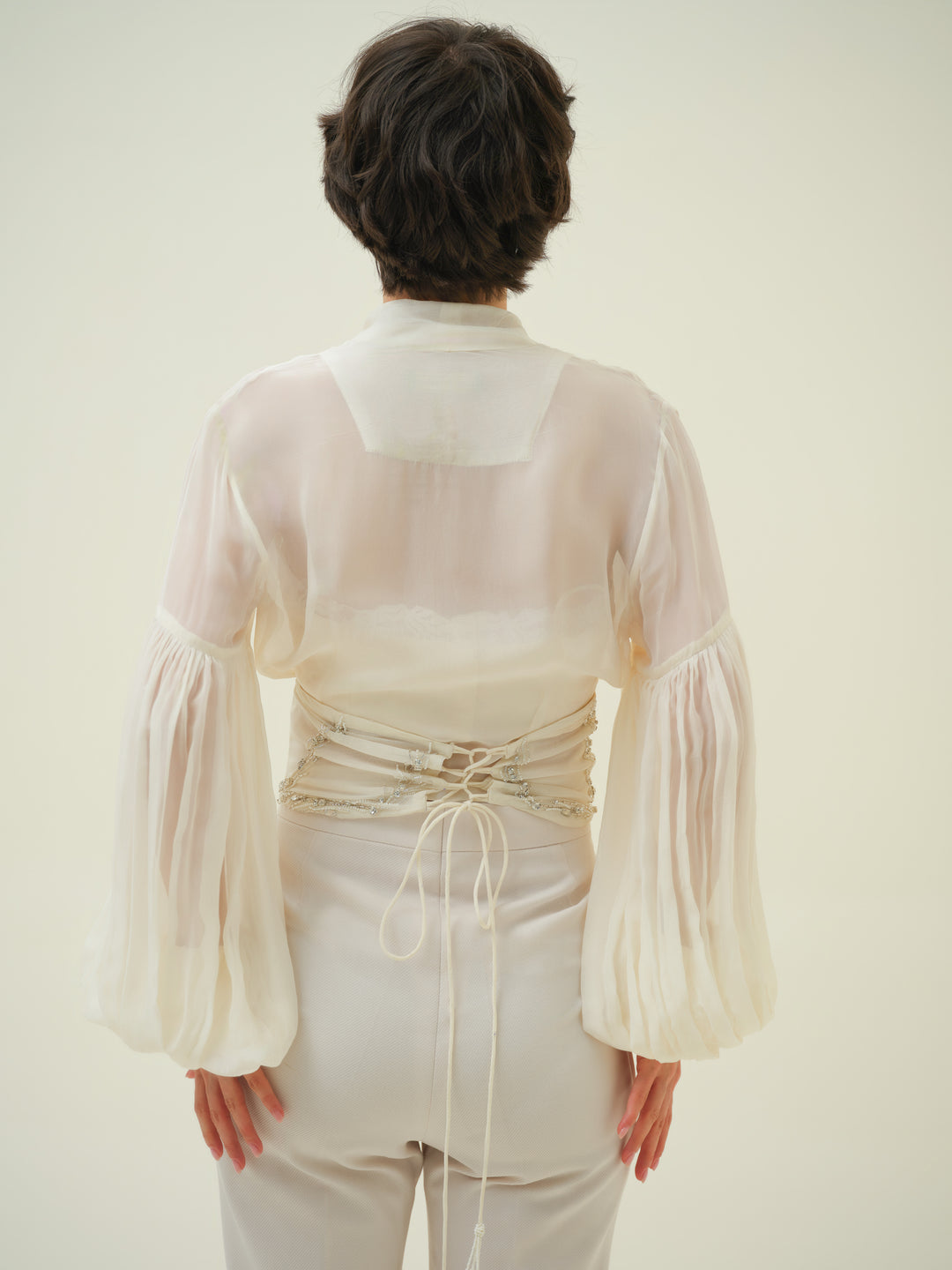 Sonnet - Crystal Embroidered Organza Shirt Set
