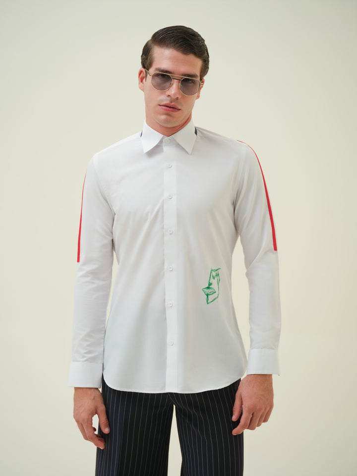 Prespective - White Hand Painted Shirt