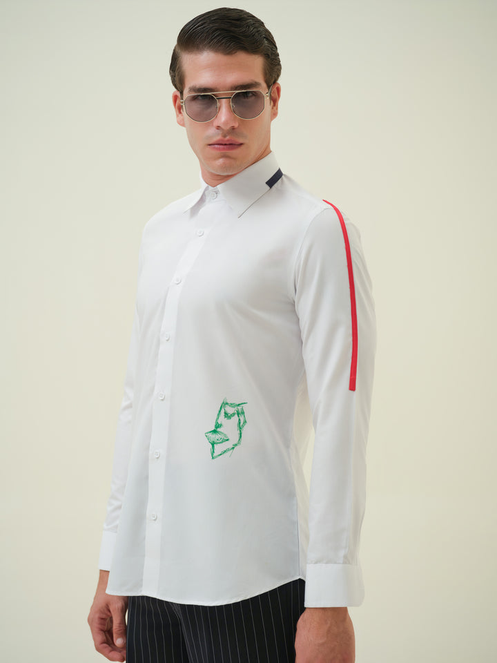 Prespective - White Hand Painted Shirt