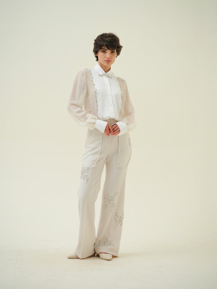 Cristal - Crystal Embroidered Organza Shirt