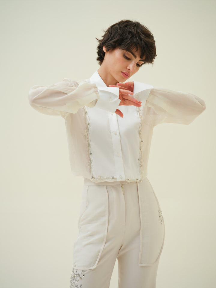Cristal - Crystal Embroidered Organza Shirt