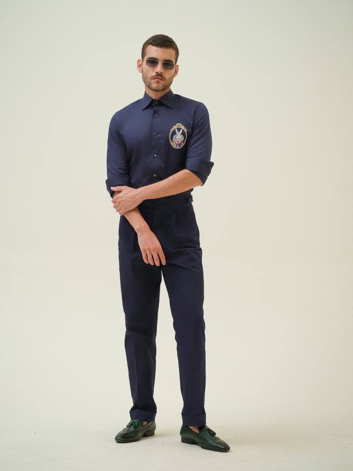 Bunny - Blue Hand Embroidered Shirt
