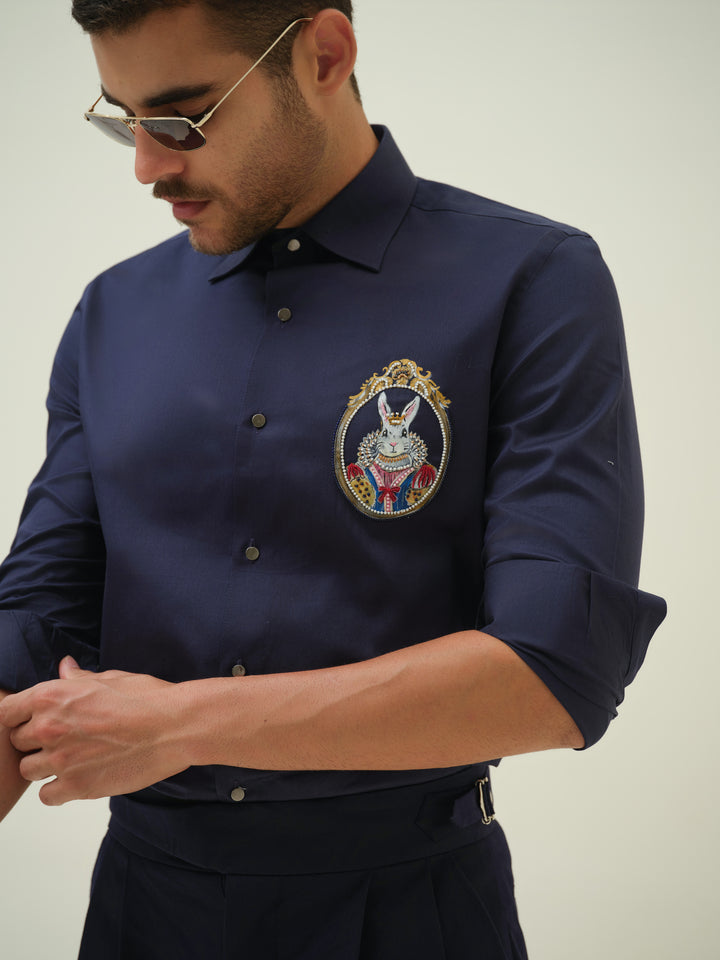 Bunny - Blue Hand Embroidered Shirt