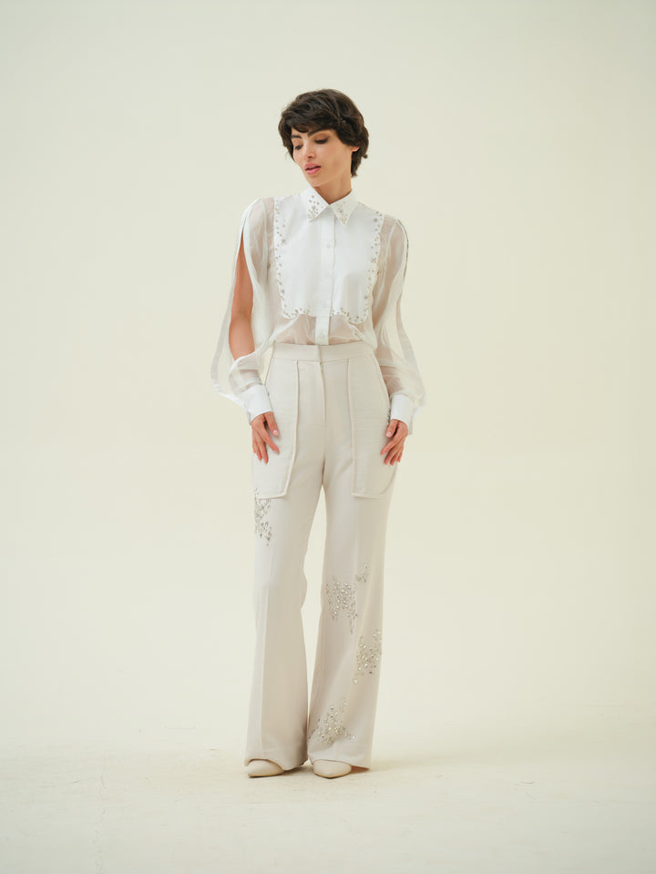 Brillo - Hand Embroidered Organza Shirt