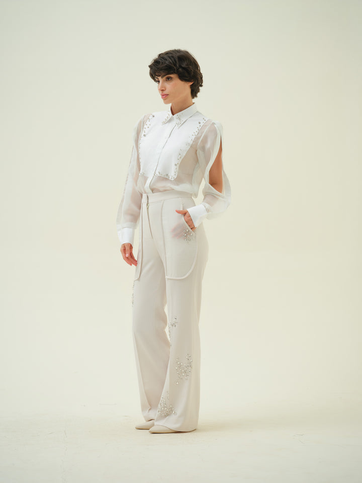 Brillo - Hand Embroidered Organza Shirt