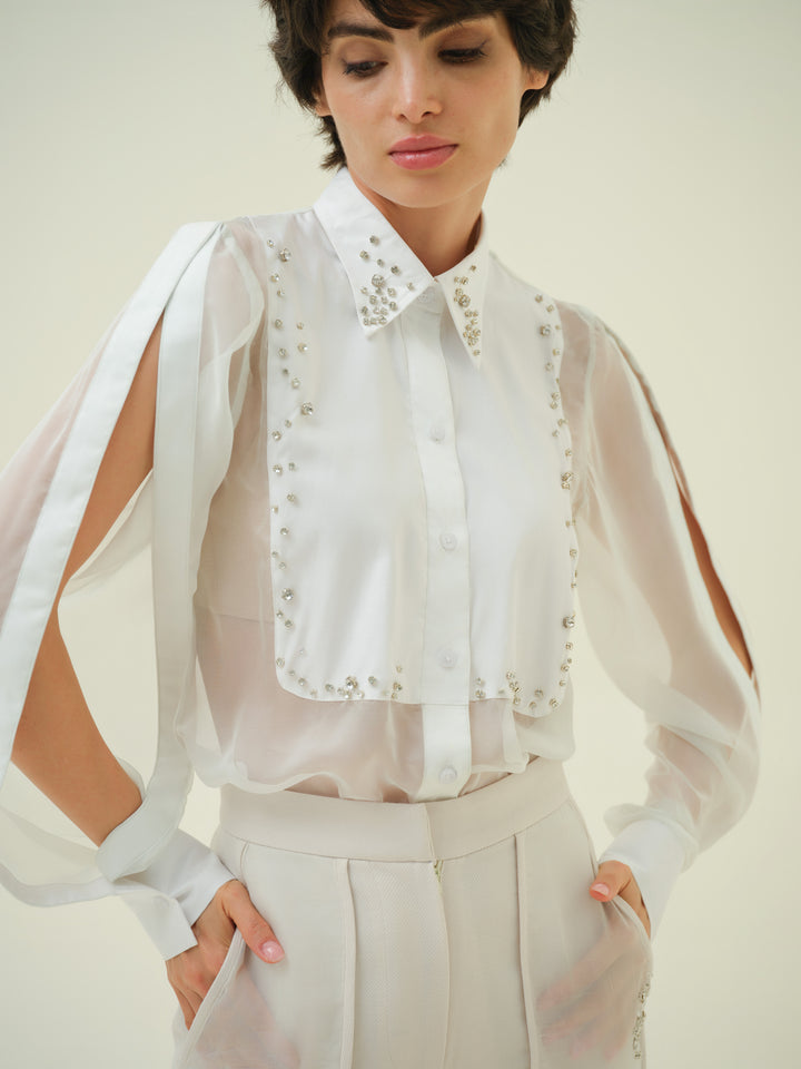 Brillo - Hand Embroidered Organza Shirt