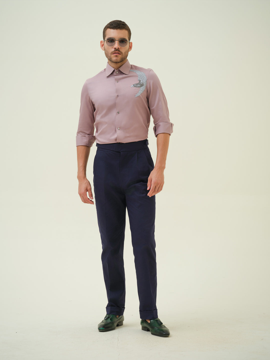 Eagle - Mauve Hand Embroidered Shirt