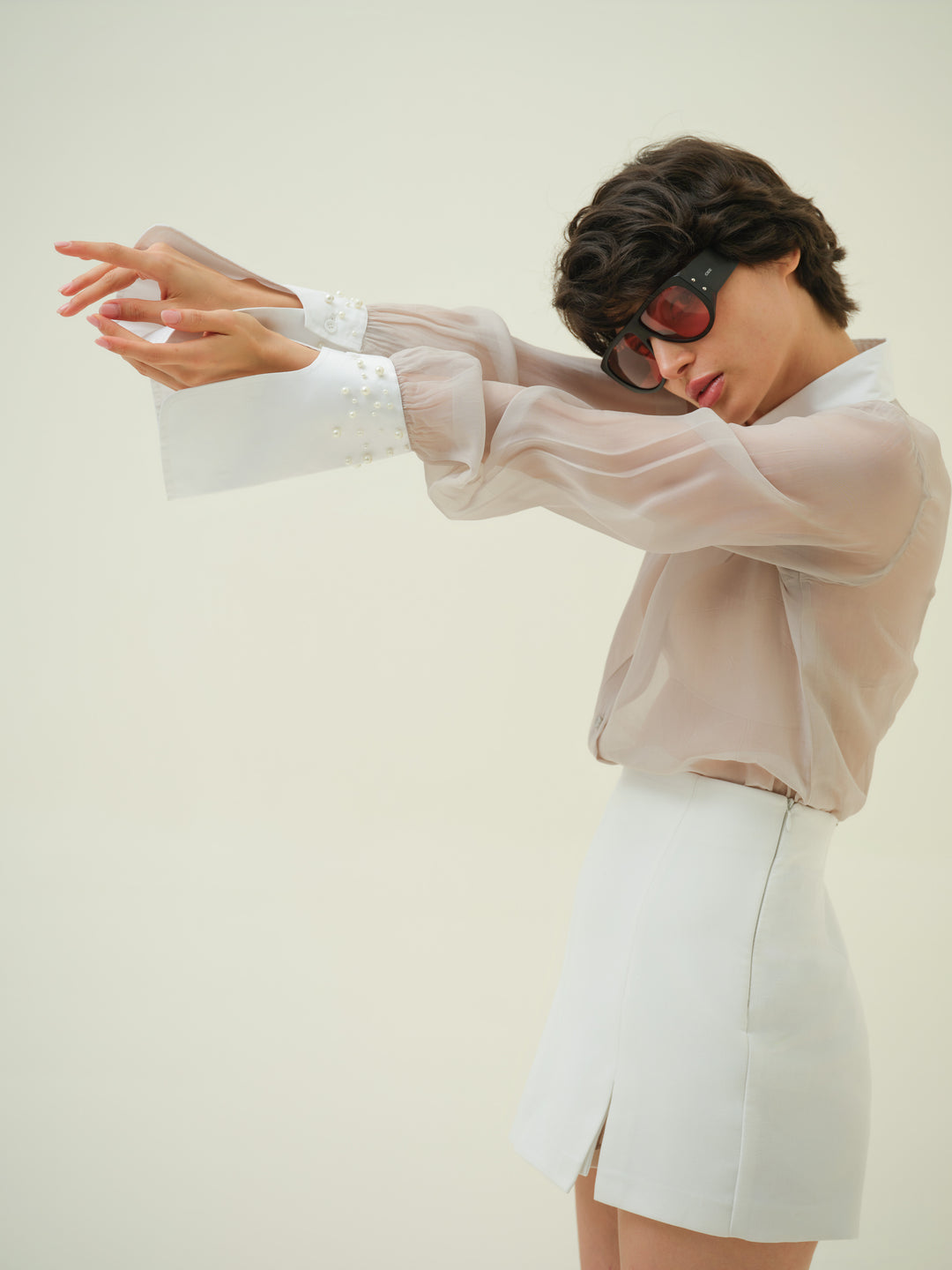 Perla - Grey Pearl Organza Shirt