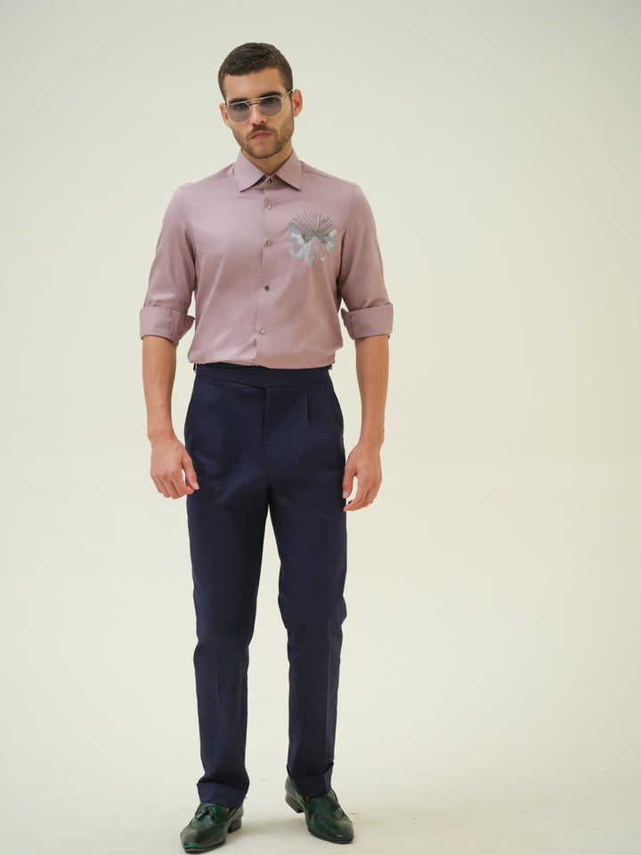 Grey Scenic - Mauve Hand Embroidered Shirt