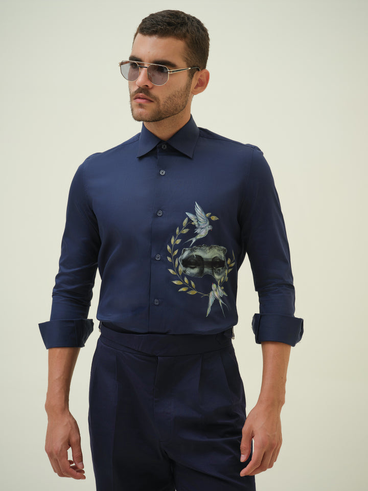 Statue - Blue Hand Painted Shirt